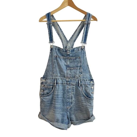 We the Free People Ziggy Denim Shortalls Short Overalls Size Large - Picture 2 of 10